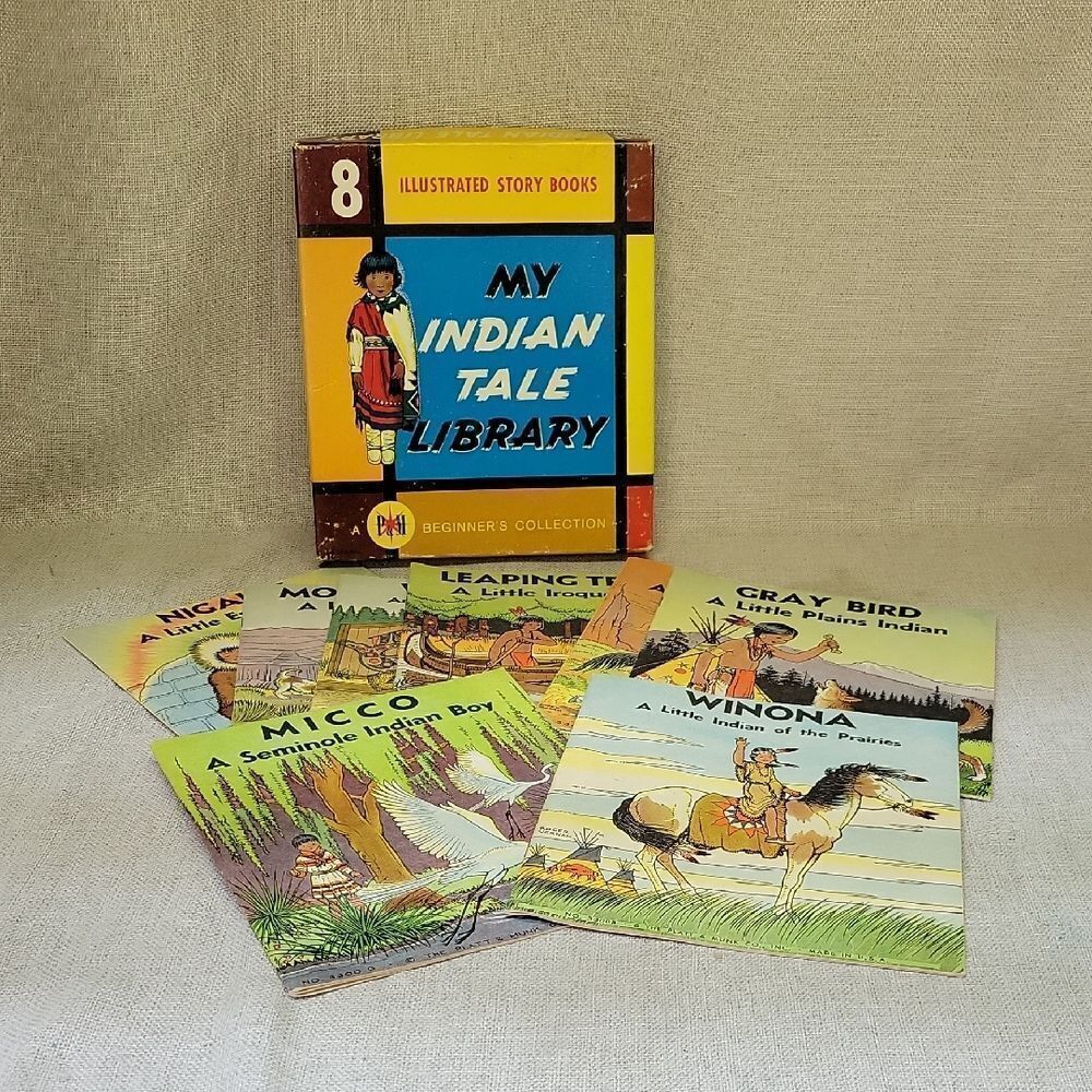 1965 My Indian Tale Library Book Set = Childrens Set = 8 Illustrated story books